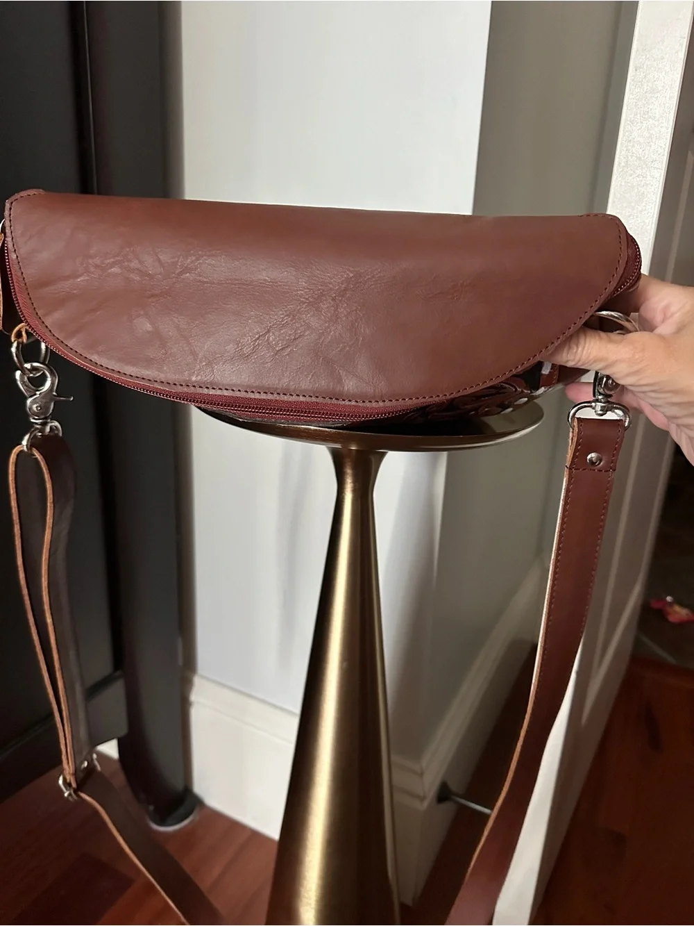 Embossed  Floral Crossbody Bag - Brown
